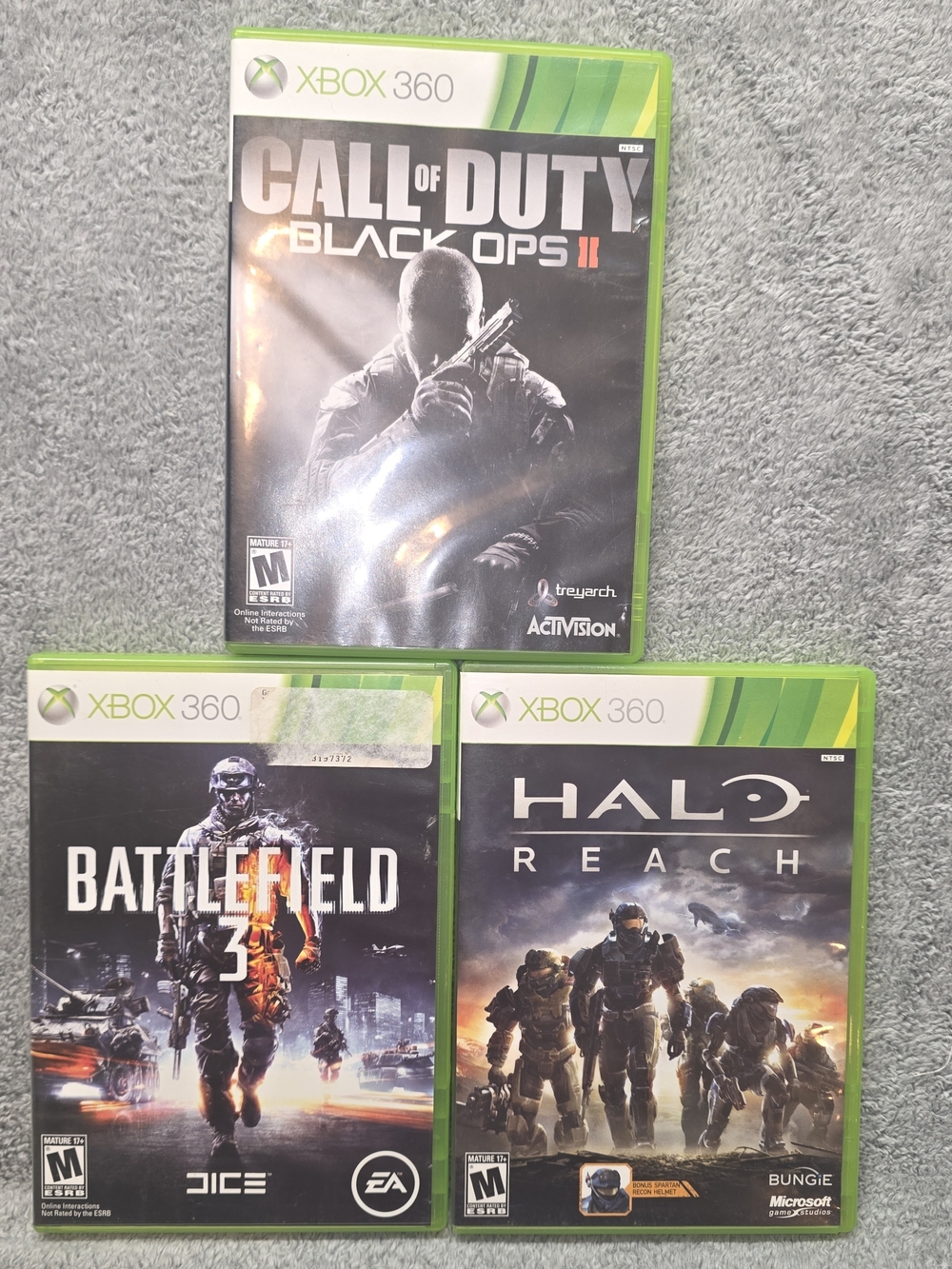 Call of Duty: Black Ops II, Battlefield 3, Halo Reach Xbox360 Games